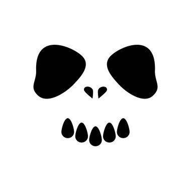 Set of skull icon. Gothic design for prints. Comic style. T-shirt print for Horror or Halloween. Vector illustration isolated on white background.