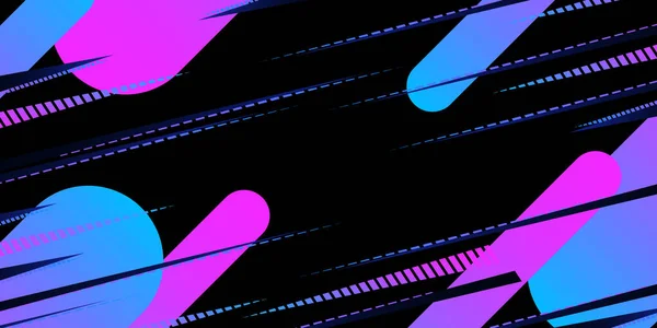 Neon Geometrische Formen Auf Dunkelblauem Hintergrund Moderne Dunkle Abstrakte Textur — Stockvektor