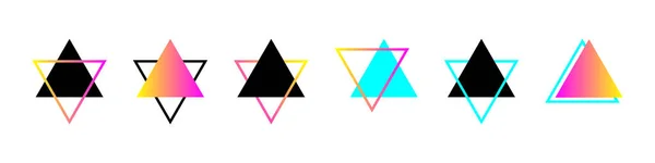 Neonové Trojúhelníky Kyberpunkovém Stylu Obrázky Ikony Pro Design Vektorové Ilustrace — Stockový vektor