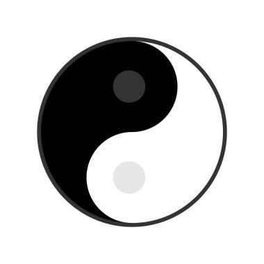 Yin-yang sembolü. Beyaz arkaplanda vektör simgesi izole edildi.
