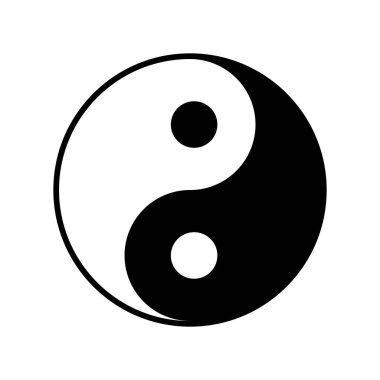 Yin-yang sembolü. Beyaz arkaplanda vektör simgesi izole edildi.