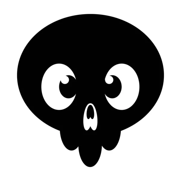 Black Cartoon Skull Icon Comic Style Illustration Horror Halloween Illustration — Stock Vector