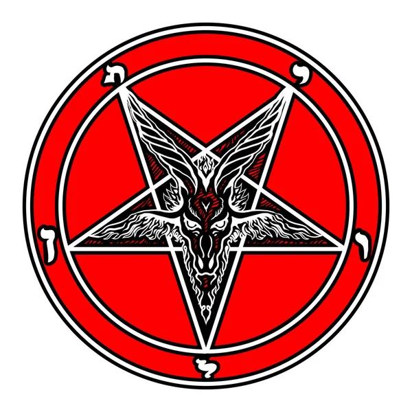 Sigil Van Baphomet Geit Pentagram Illustratie Geïsoleerd Witte Achtergrond Vector — Stockvector