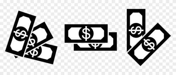 Pengar Kontant Ikon Finanssymbol Vektor Isolerad Transparent Bakgrund — Stock vektor