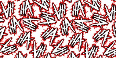 Joker gülüyor ha ha ha arka planı. Korku ve Cadılar Bayramı için kahkaha dokusu. Moda Gotik tarzı tasarım. Vektör EPS 10