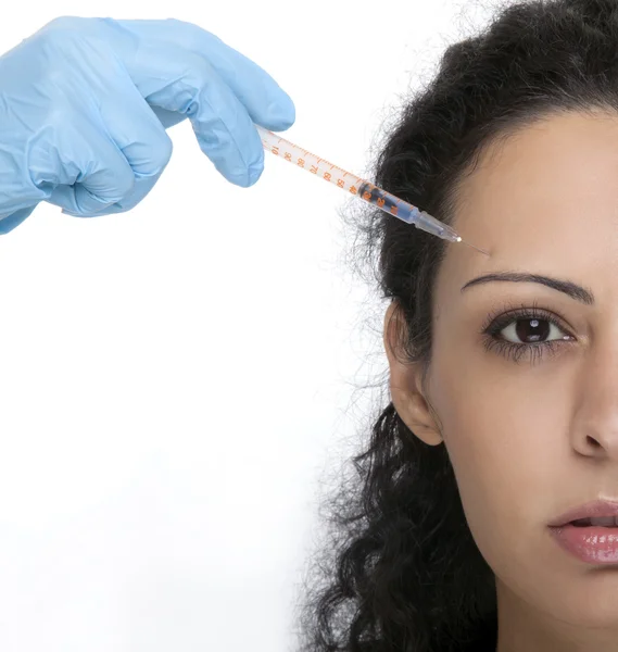 Žena s injekční stříkačkou — Stock fotografie