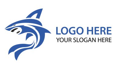 Mavi Renkli Lüks Dalgalı Köpekbalığı Logosu Tasarımı
