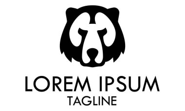 Siyah ve Beyaz Renkli Ayı Baş Logosu Tasarımı