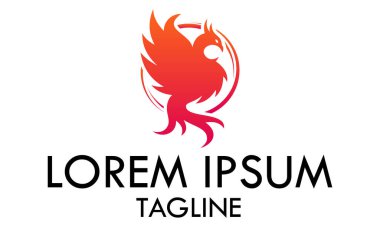 Kırmızı Renkli Anka Kuşu ve Yayılmış Kanat Logosu Tasarımı