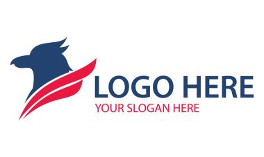 Mavi ve Kırmızı Renkli Kartal Kuş Kafası Logo Tasarımı
