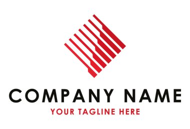 Kırmızı Renk Dilimi Elmas Şekli Logo Tasarımı