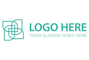 Green Color Line Art Cross Health Logo Design
