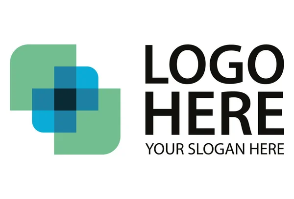 Blauw Groen Kruis Gezondheid Logo Ontwerp — Stockvector
