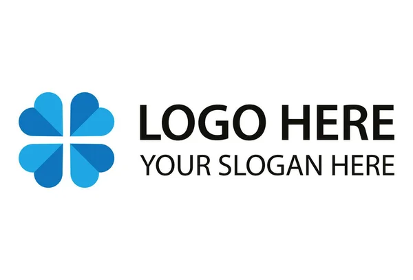 Blue Color Love Clover Cross Health Logo Design — 图库矢量图片