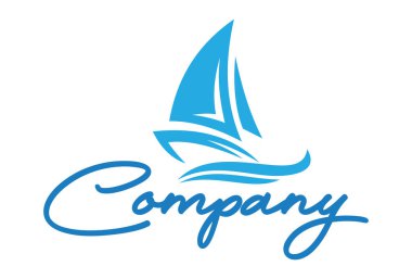 Mavi Renk Dalgası Tatil Yat Logosu Tasarımı
