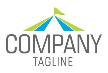 Yeşil ve Mavi Renkli Çadır Logosu Tasarımı