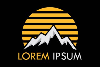 Retro Dağı ve Güneş Logosu Tasarımı