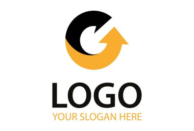 Sarı ve Siyah Renkli Baş harfleri G Ok Logo Tasarımı