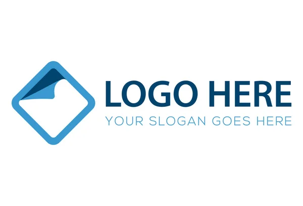 Blauwe Kleur Simple Shape Fold Paper Logo Design — Stockvector