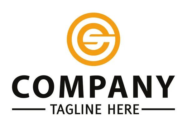 Orange Color Line Art Circle Initial Letter Logo Design — Image vectorielle