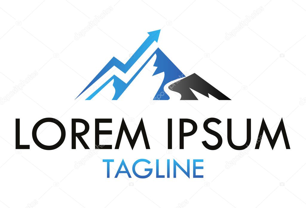 Blue Color Finance Arrow Mountain Logo Design