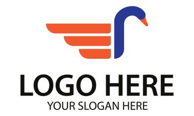 Mavi Renk Güzel Hızlı Kanat Kuğu Logosu Tasarımı