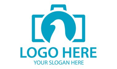 Mavi Renkli Kamera Güzel Kuş Logosu Tasarımı