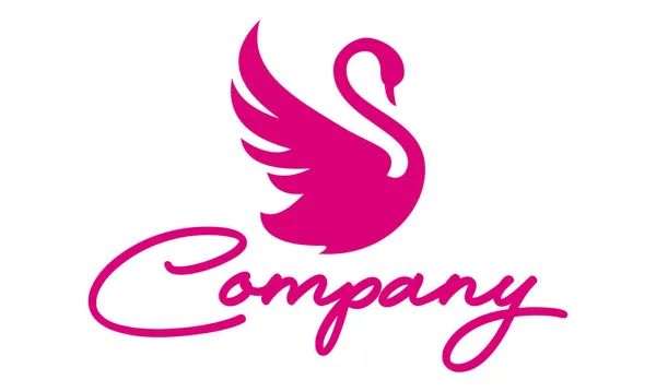 Pink Color Beautiful Animal Swan Logo Design — Stockvector