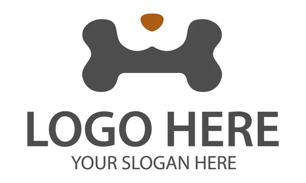 Brown Color Bone Negative Space Dog Logo Design — Stockvektor