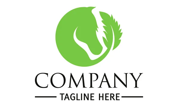 Green Color Horse Head Leaf Logo Design — Image vectorielle