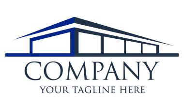 Blue Color Simple Shape Modern Home Logo Design