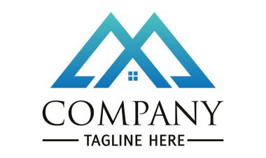Blue Color Triangle Simple Shape Home Logo Design