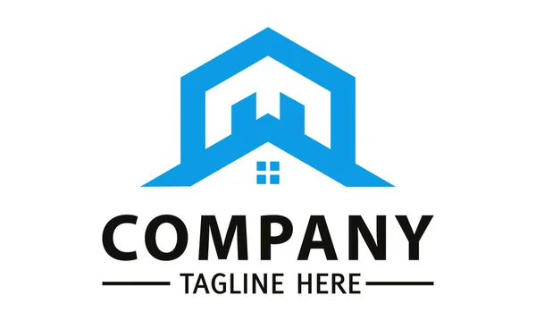 Blue Color Hexagonal Simple Shape Home Logo Design — Stok Vektör