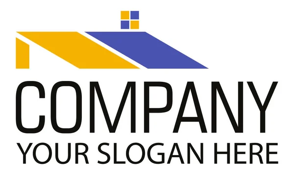 Yellow Purple Color Simple Shape Roof Home Logo Design — стоковый вектор