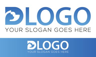 Mavi Harf D Negatif Uzay Kedisi Köpek logosu