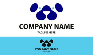 Blue Color Abstract Negative Dog Face Logo Design