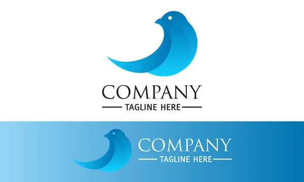 Blue Color Flying Bird Logo Design Concept — Stok Vektör
