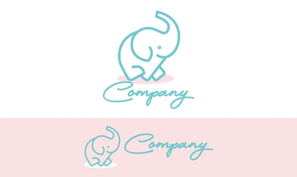 Leuke Lijn Art Olifant Logo Template Ontwerp Vector — Stockvector