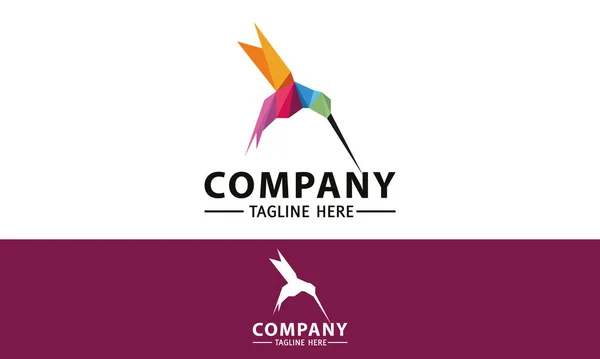 Colorful Creative Geometric Low Poly Hummingbird Logo Design — Stockvector