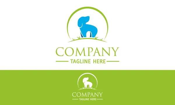 Blue Color Silhouette Dog Logo Design — Stok Vektör