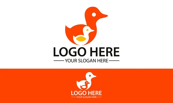 Orange Color Duck Son Mother Logo Design — Image vectorielle