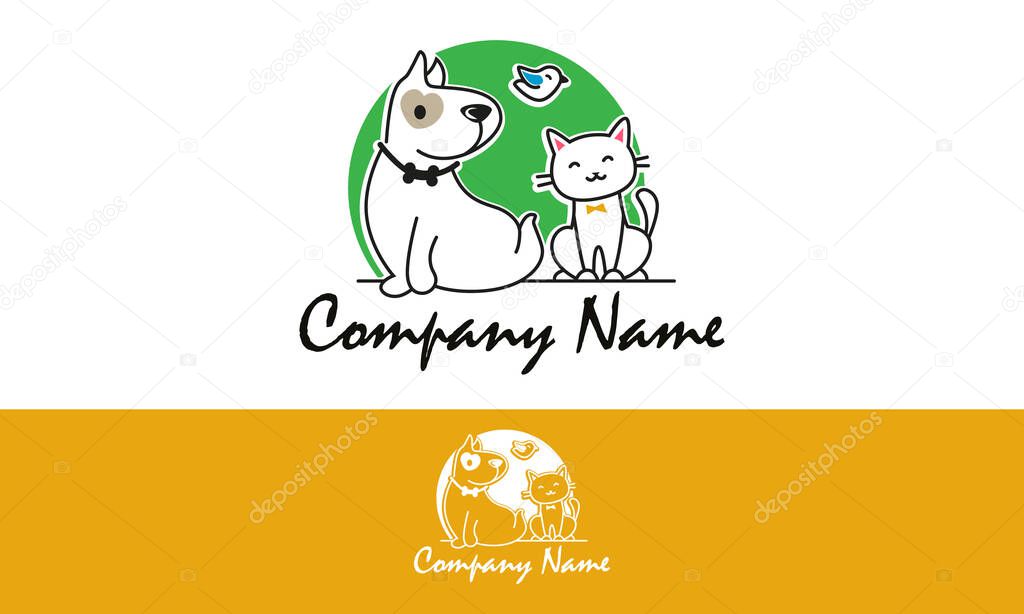 Cat and Dog Cartoon Logo Concept