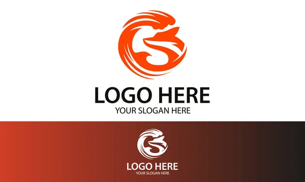 Orange Color Abstract Sea Fox Logo Design — Stockvektor