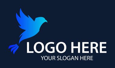 Blue Color Fly Bird Logo Design