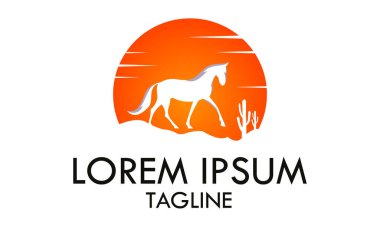 Orange Color Silhouette Horse Logo Design