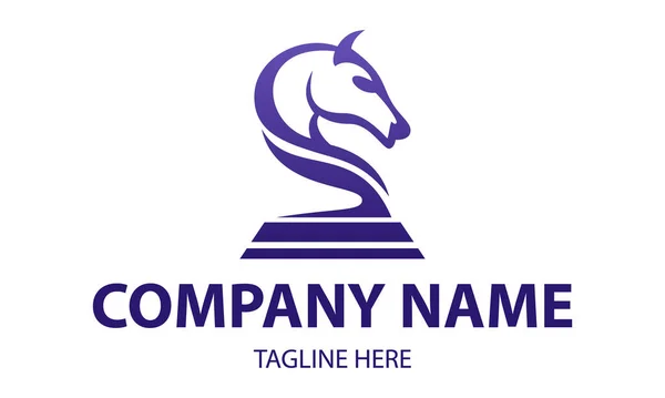 Blue Color Animal Horse Chess Logo Design — Vector de stock