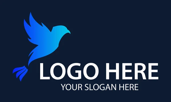 Blue Color Fly Bird Logo Design — Wektor stockowy