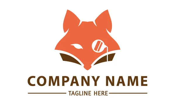 Orange Color Fox Head Glasses Logo Design — Stockový vektor