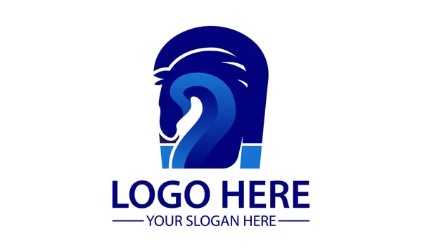 Blue Color Horseshoe Logo Design — Vetor de Stock