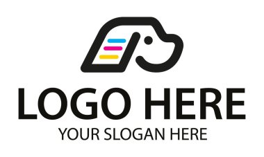 Black and Red Yellow Blue Color Dog Head Logo Design